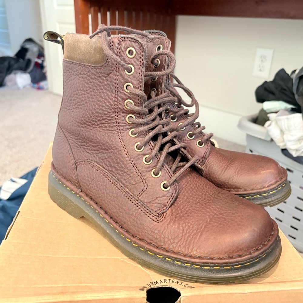 Dr. Marten Vincent Men's Brown Leather Lace-Up Work Boots